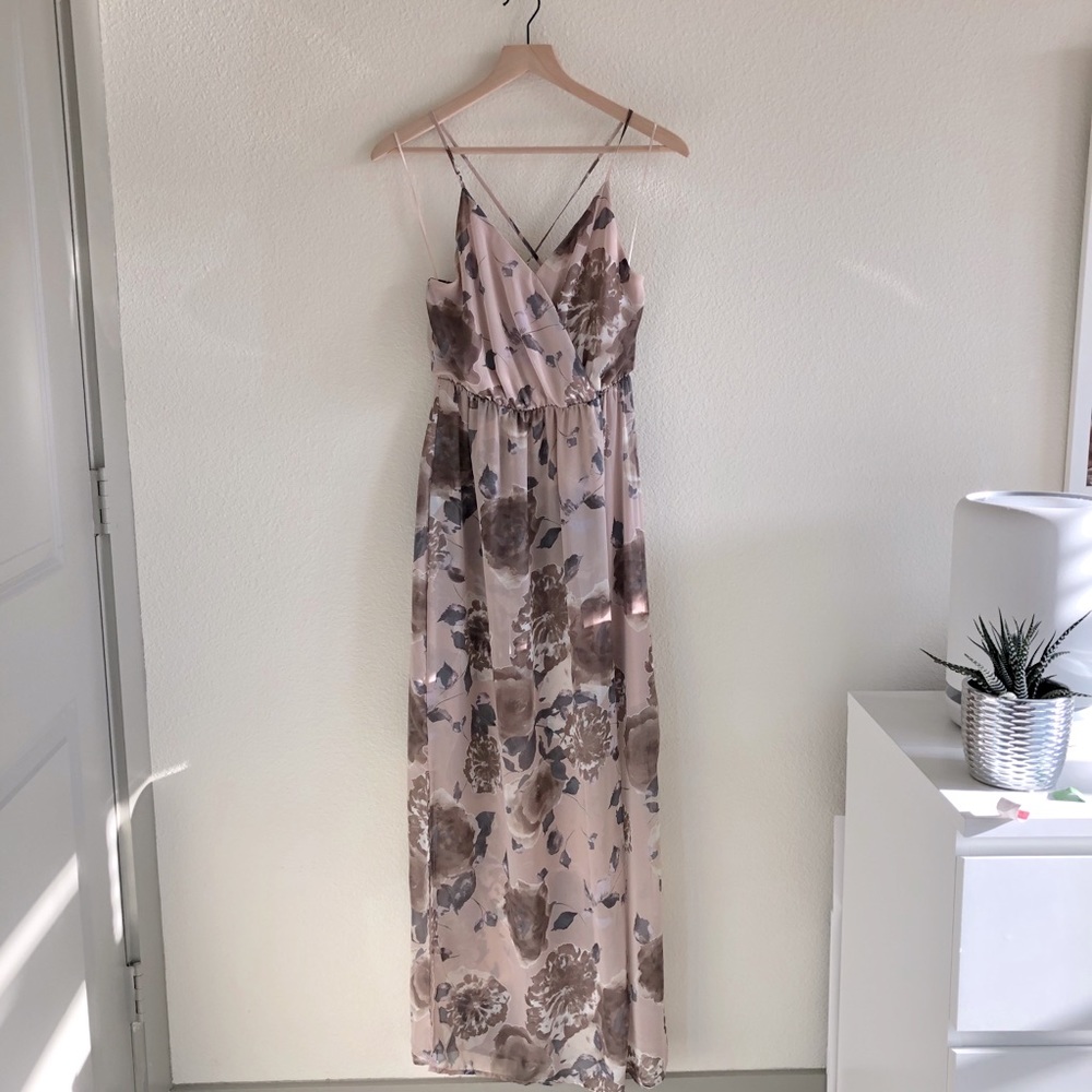 Sienna Sky Floral Mauve Maxi Dress w/ Sheer Overlay - Picture 2 of 15
